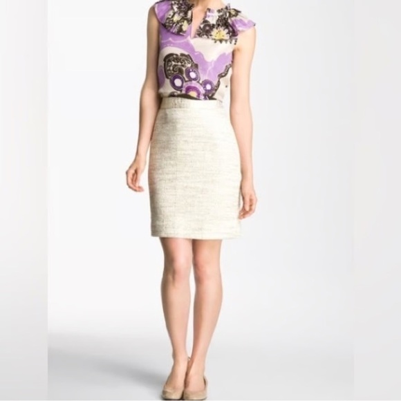 KATE SPADE Women’s  Skirt Silver mettalic Pencil Skirt Knee Length - Picture 7 of 7